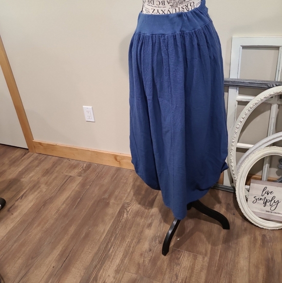 Lands Downunder GAUZY 100% COTTON BLUE Womens Size S. Italy lagenlook maxi skirt - Picture 3 of 9